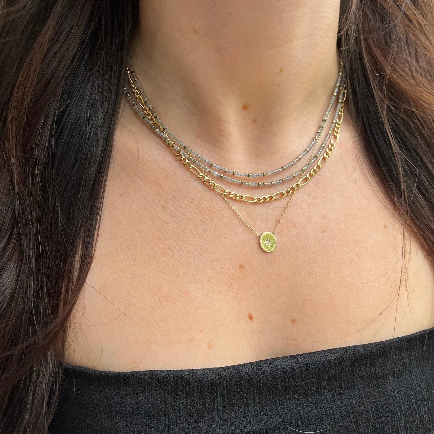 10k Yellow Gold Hollow Figaro Link Chain