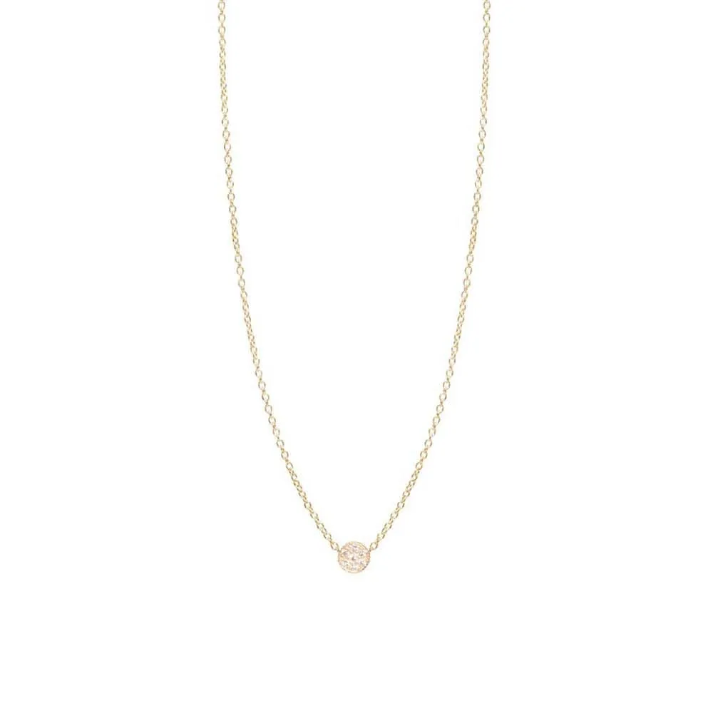 14K GOLD ITTY BITTY PAVE CIRCLE NECKLACE