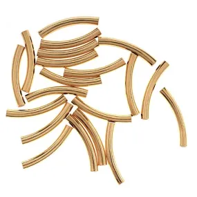 22K Gold Plated Curved Noodle Beads 3mm x 22mm (20 pcs)