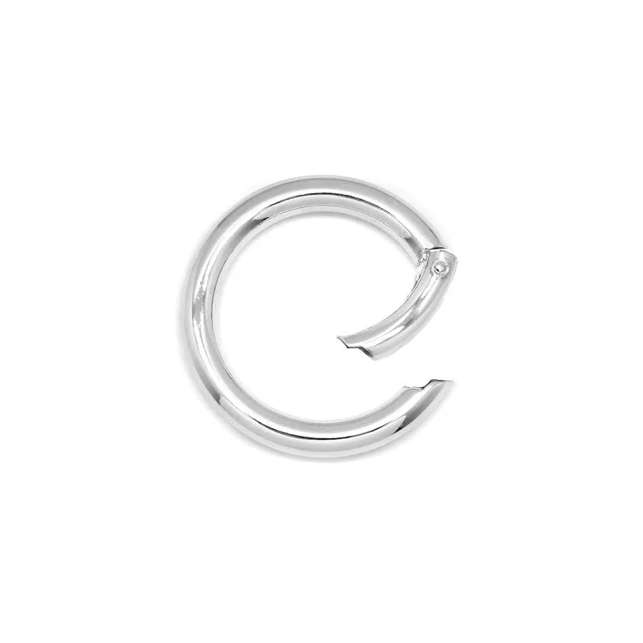 25mm Two Sided Rhodium Plated Round Hinged Bail Clasp