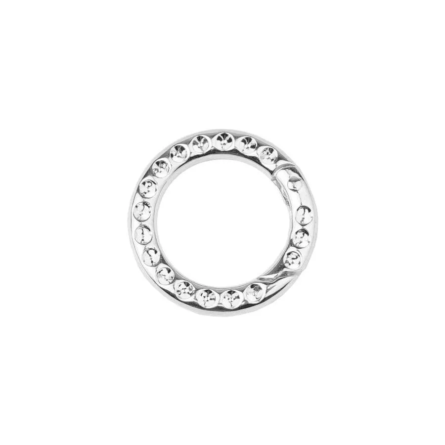 25mm Two Sided Rhodium Plated Round Hinged Bail Clasp