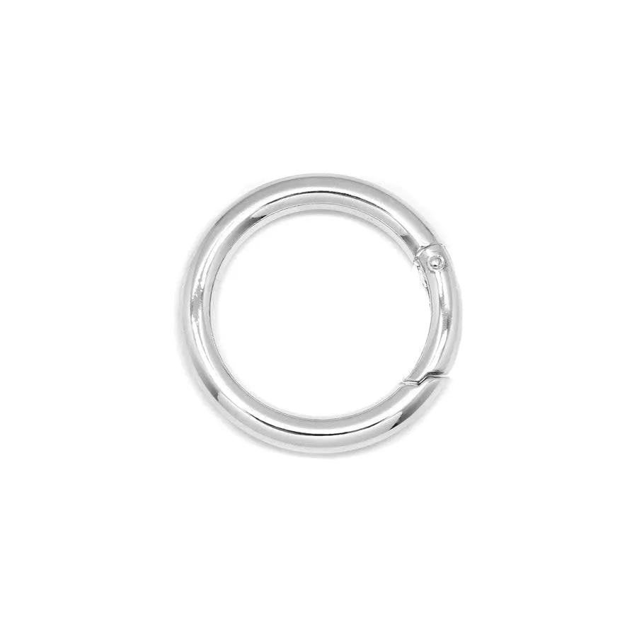 25mm Two Sided Rhodium Plated Round Hinged Bail Clasp