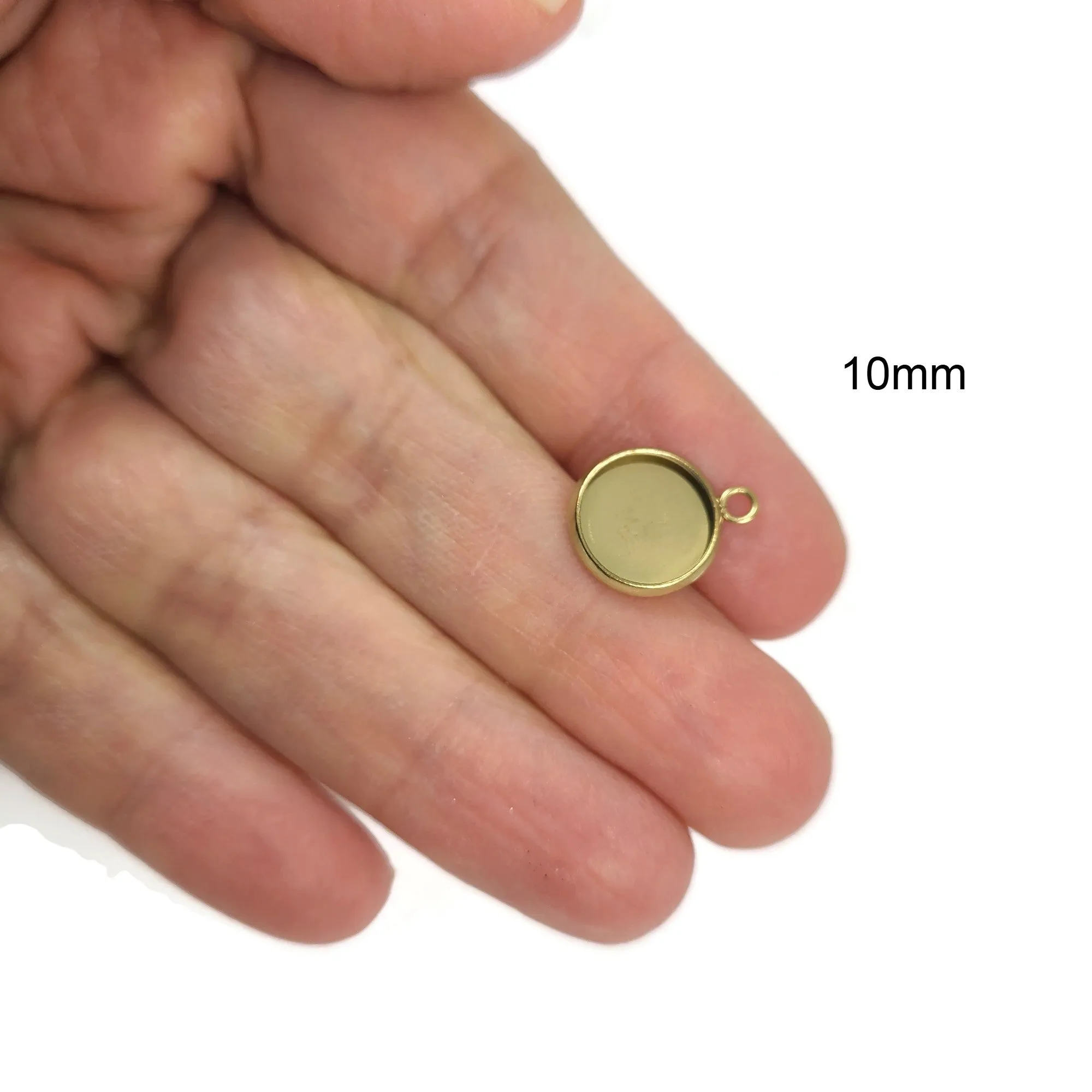 5 Gold stainless steel pendant cabochon settings