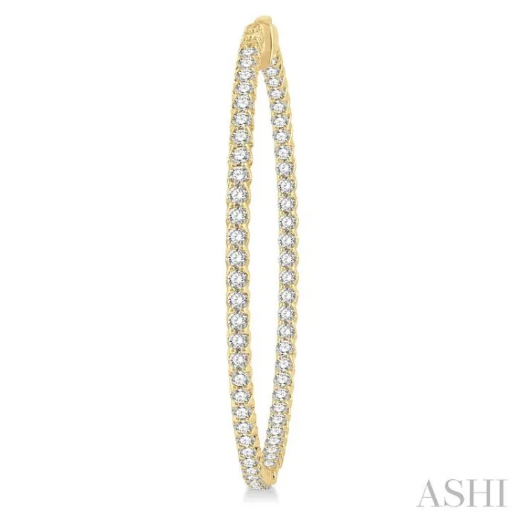 5.00 ctw Inside-Out Round Cut Diamond 2-Inch Hoop Earrings in 14K Yellow Gold