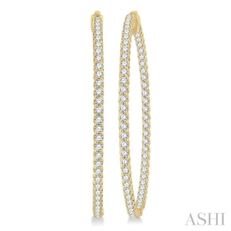 5.00 ctw Inside-Out Round Cut Diamond 2-Inch Hoop Earrings in 14K Yellow Gold