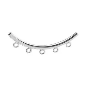50mm Silver Plated Curved Tube Bead with 5 Loops