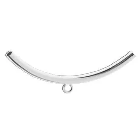 50mm Silver Plated Curved Tube Bead with Loop