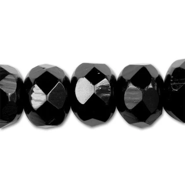 5x4mm Czech Glass Jet Roundel Bead Strand by Raven's Journey