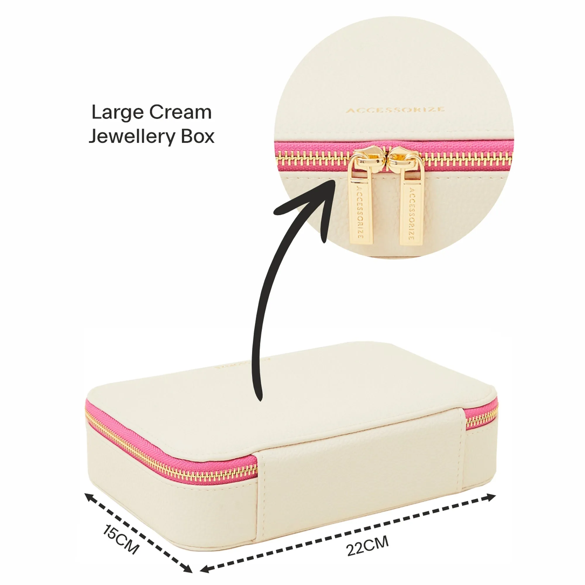 Accessorize London Women's Cream Large Jewellery Box