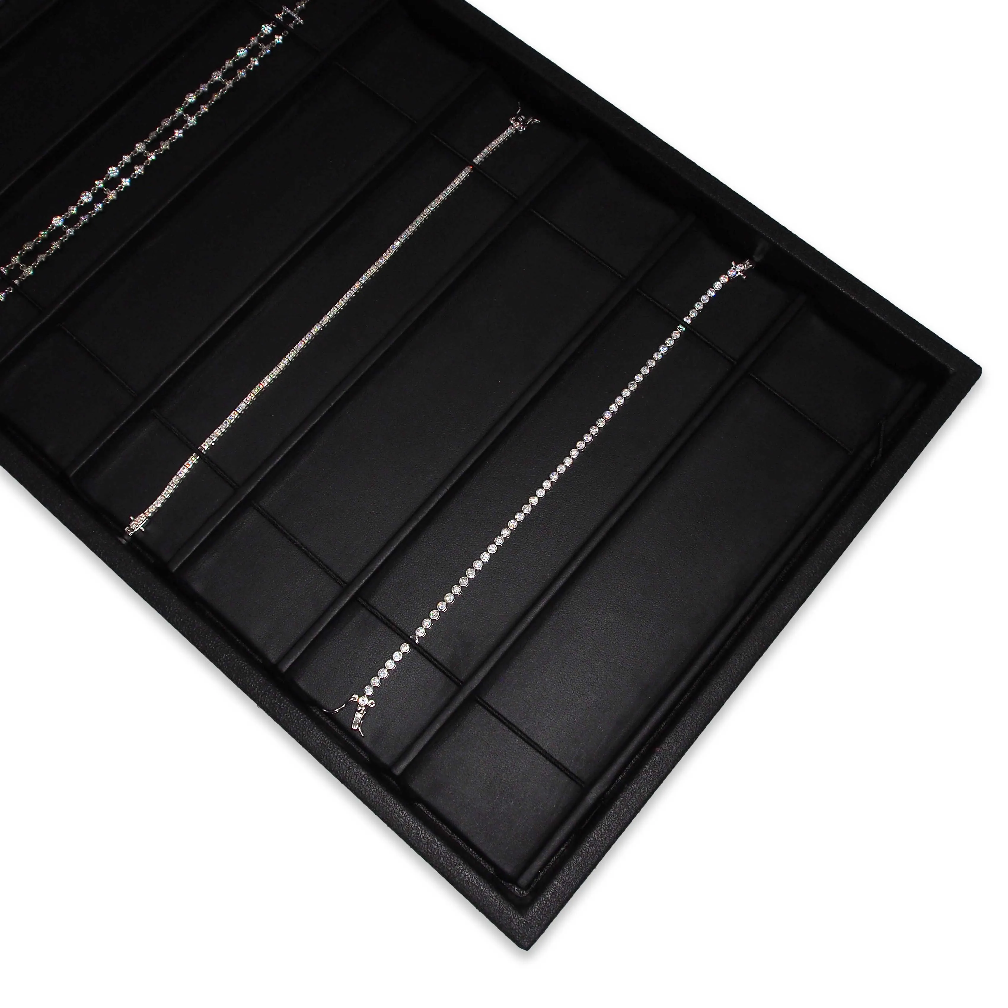 Black leatherette 8 Section Deluxe bracelet insert liners