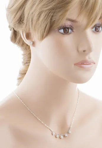 Bridal Wedding Jewelry Set Floral Pearl Rhinestone SM