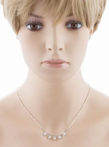 Bridal Wedding Jewelry Set Floral Pearl Rhinestone SM
