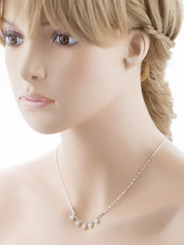 Bridal Wedding Jewelry Set Floral Pearl Rhinestone SM