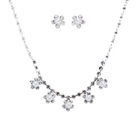 Bridal Wedding Jewelry Set Floral Pearl Rhinestone SM