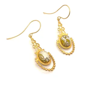 Bridgershire Earrings Yellow Silver Foil Glass & Matte Gold