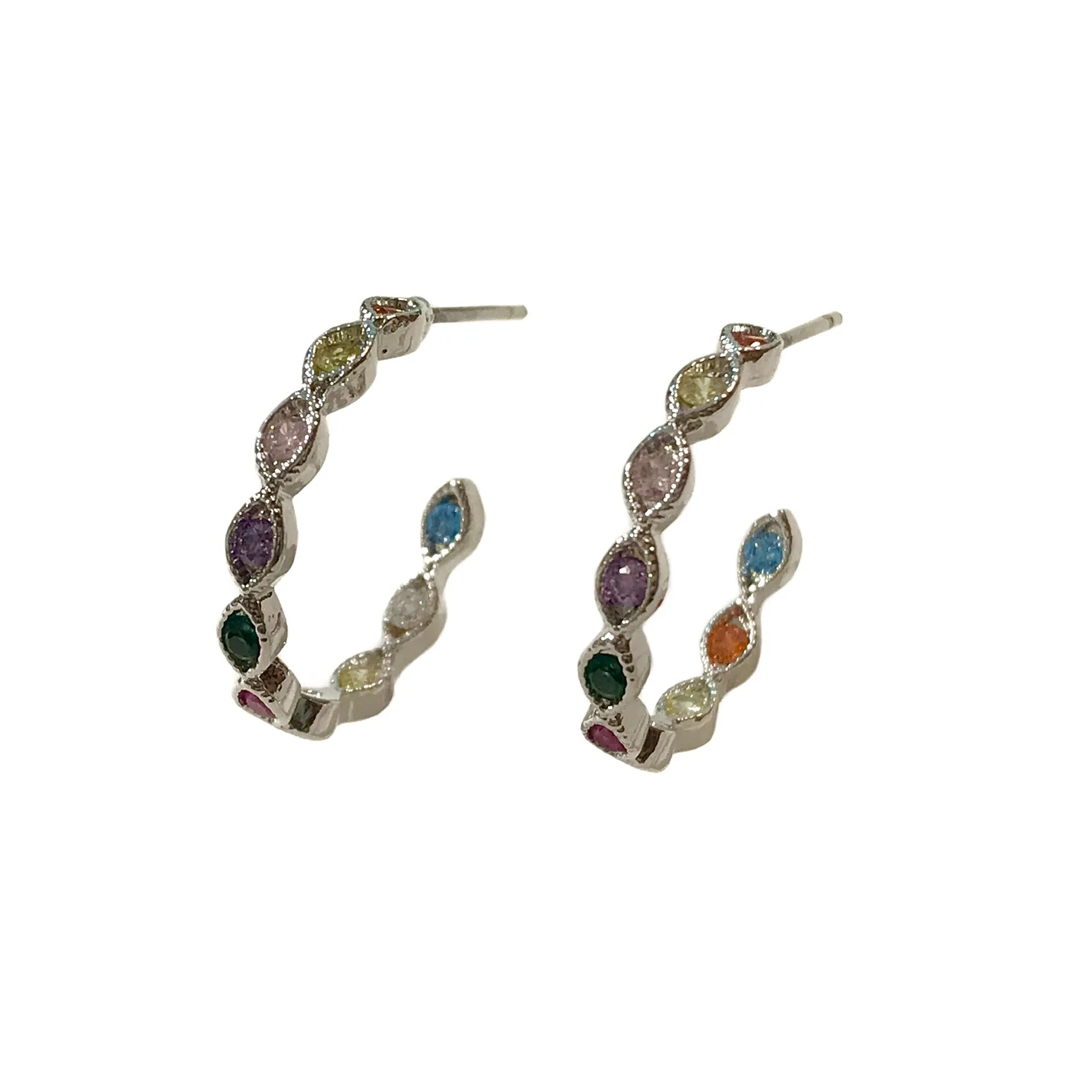 Crysta Multicolor Marquis Hoop Studs