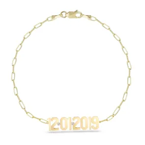 Custom Date on Thin PaperClip Bracelet