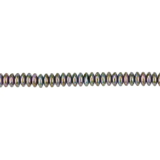 Czech Glass 6mm Purple Bluestone Disc Spacer Bead Strand by Raven's Journey