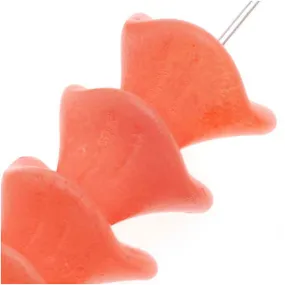 Czech Glass Beads Three Petal Flower 12mm Coated Opaque Peach (1 Strand)