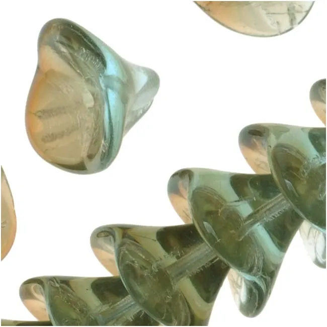 Czech Glass Beads Three Petal Flower 12mm Light Aqua Celsian (12 pcs)