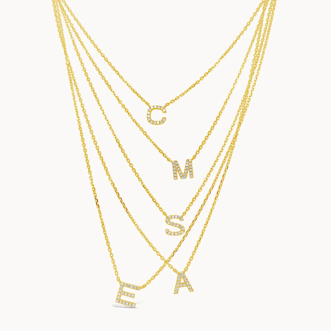 Diamond Initial Necklace - Yellow Gold