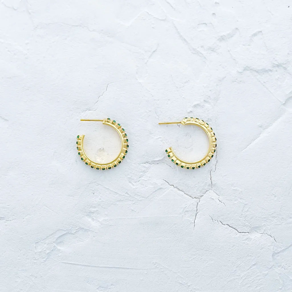 Emerald Green Open Hoop Earrings