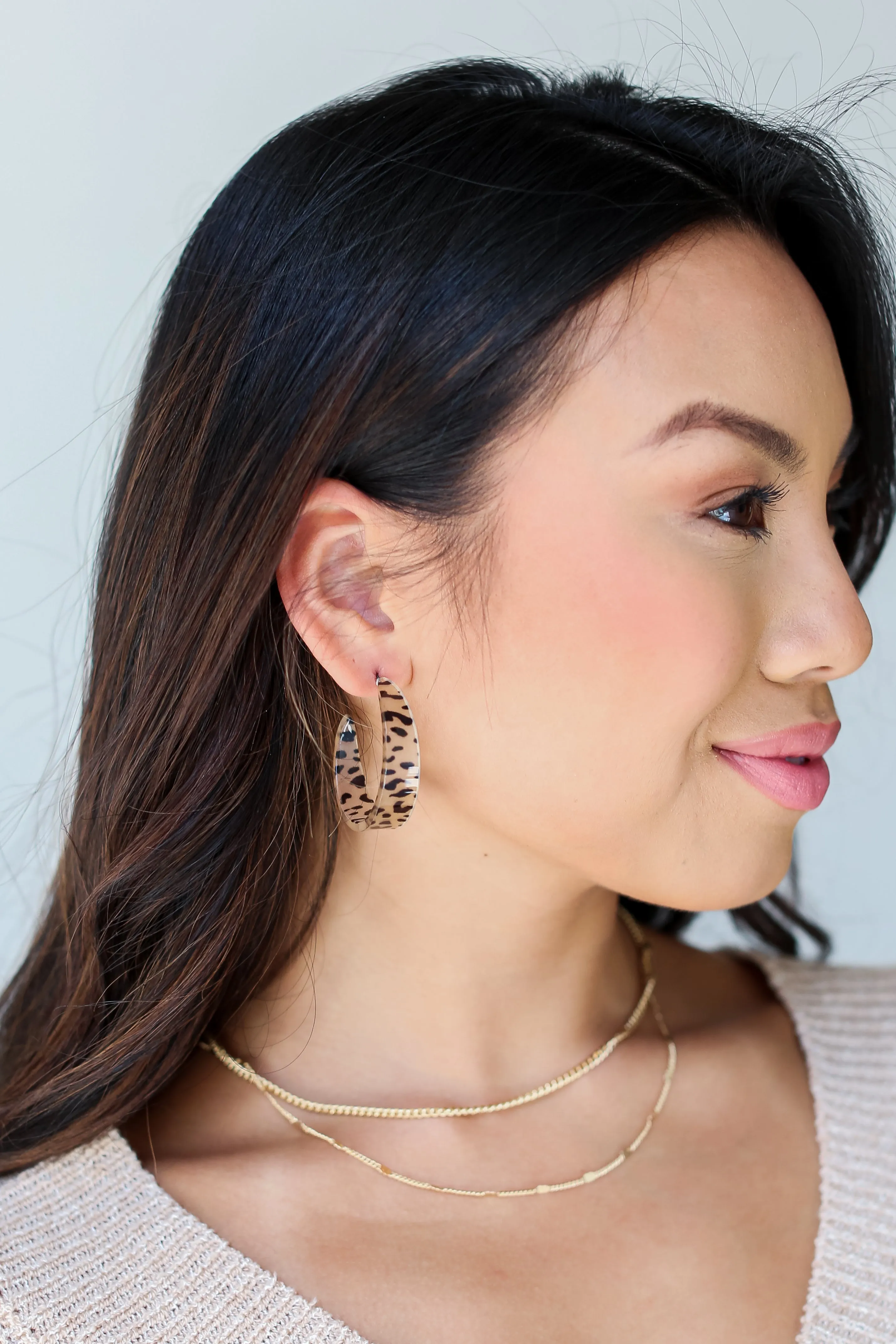 FINAL SALE - Sierra Acrylic Leopard Hoop Earrings