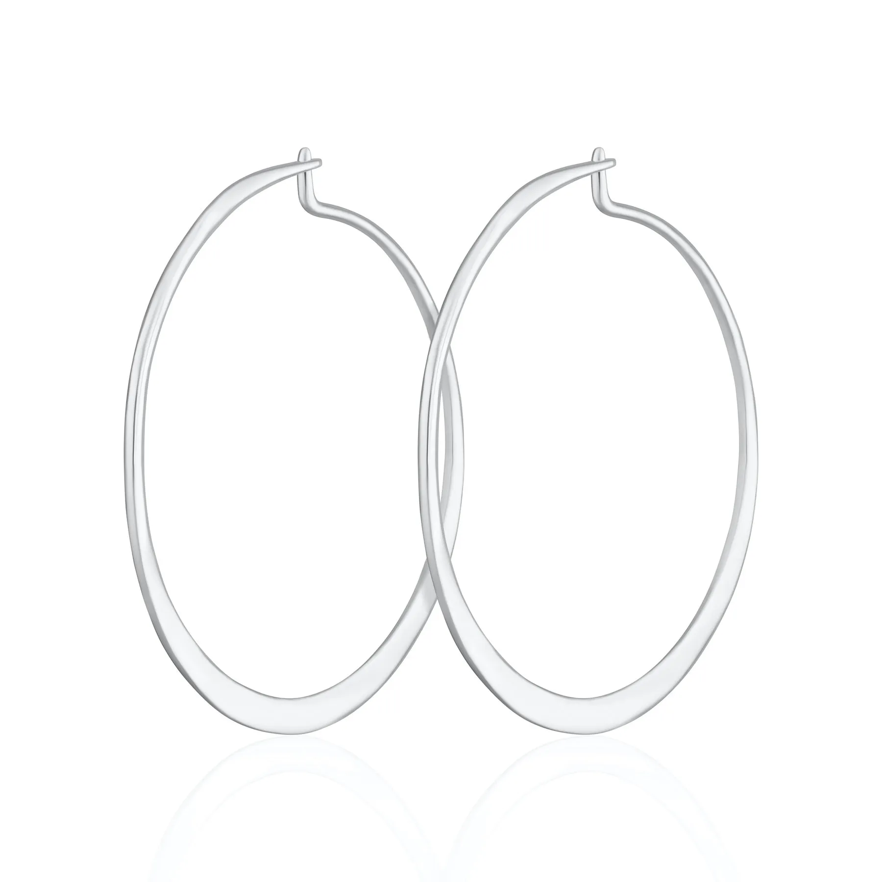 Flat Hoop Earrings - Silver - SPESSS122
