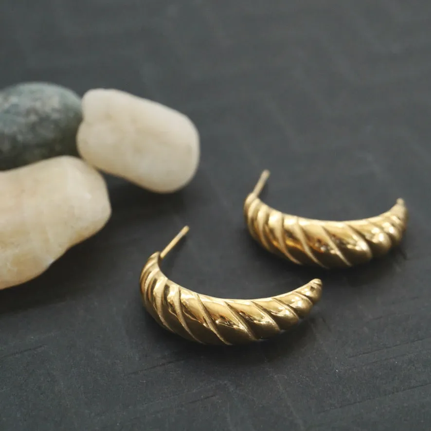 Gold Croissant Hoops