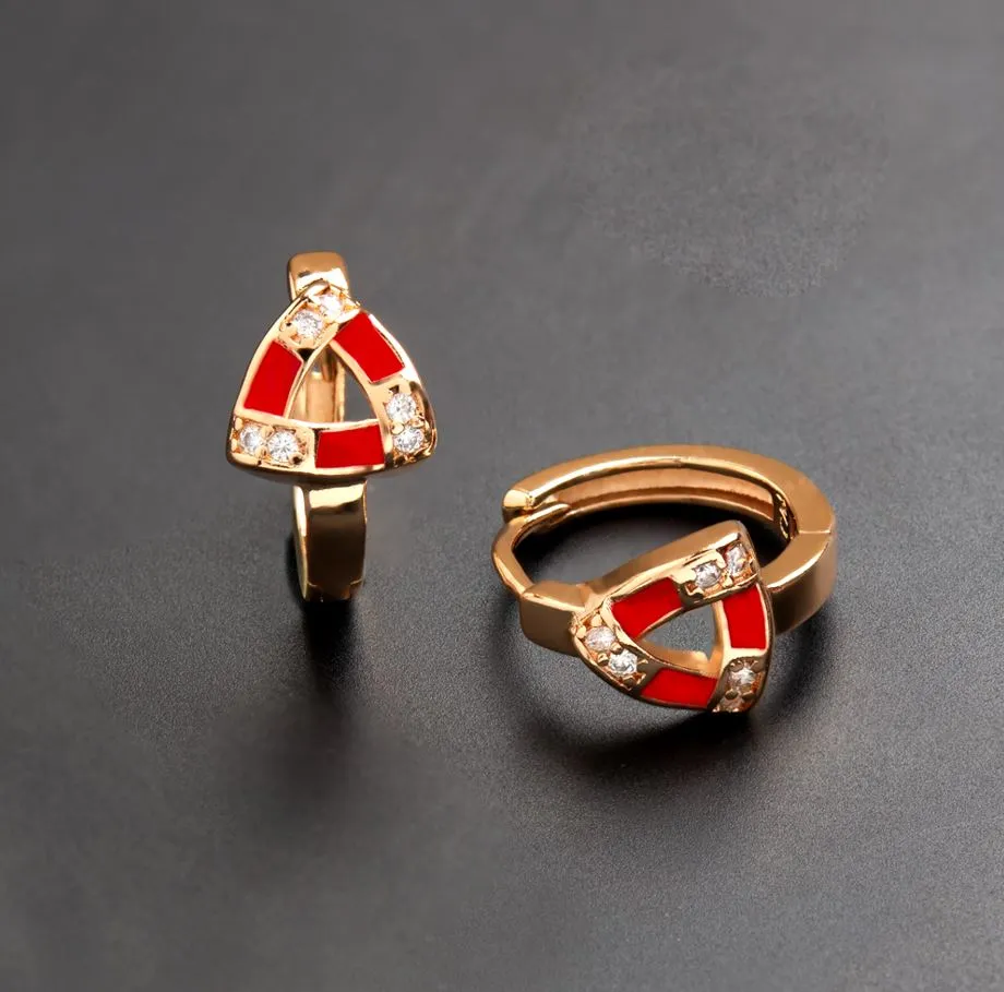 Gold Plated CZ American Diamond With Enamel Bali Hoops Earring