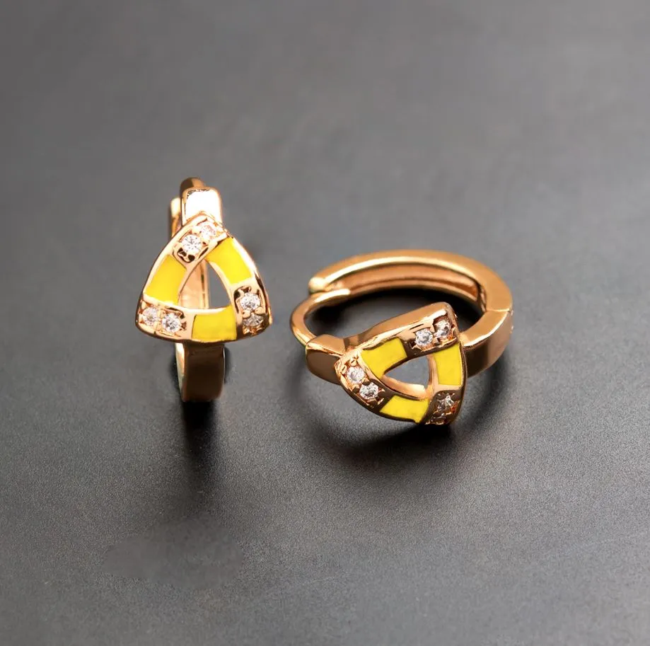 Gold Plated CZ American Diamond With Enamel Bali Hoops Earring