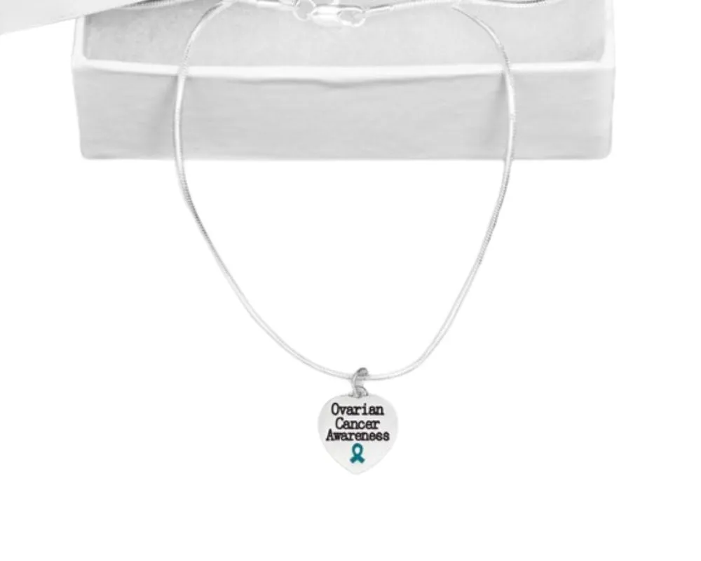 Heart Shaped Ovarian Cancer Awareness Necklaces