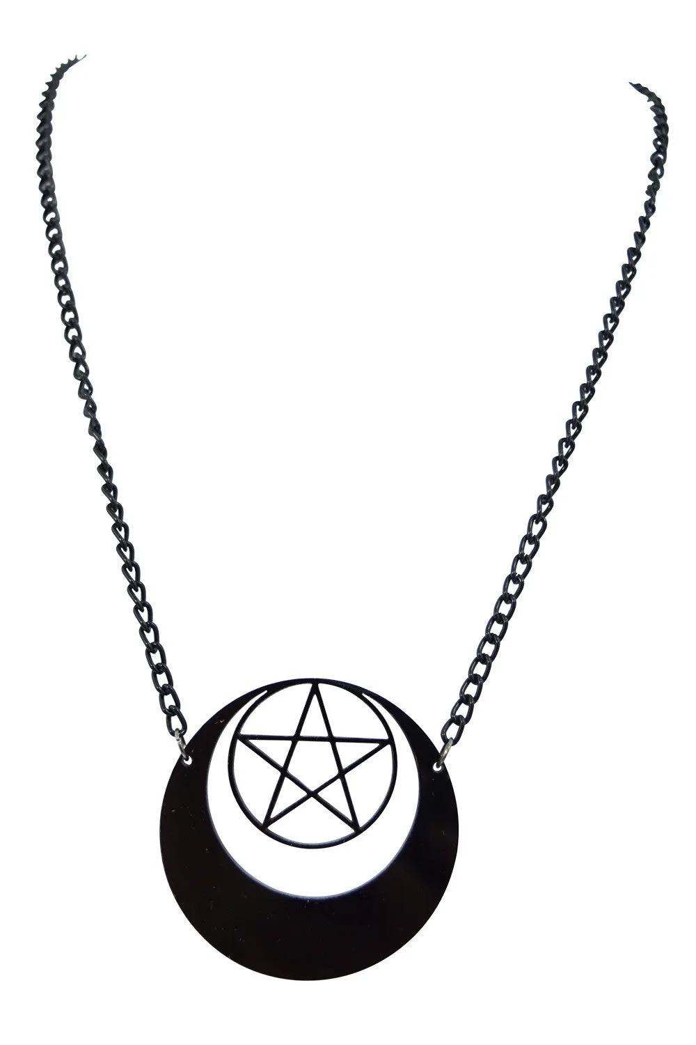 Magic symbol Pentacle Necklace Celtic Goddess Symbol Resin Black Chain Necklace