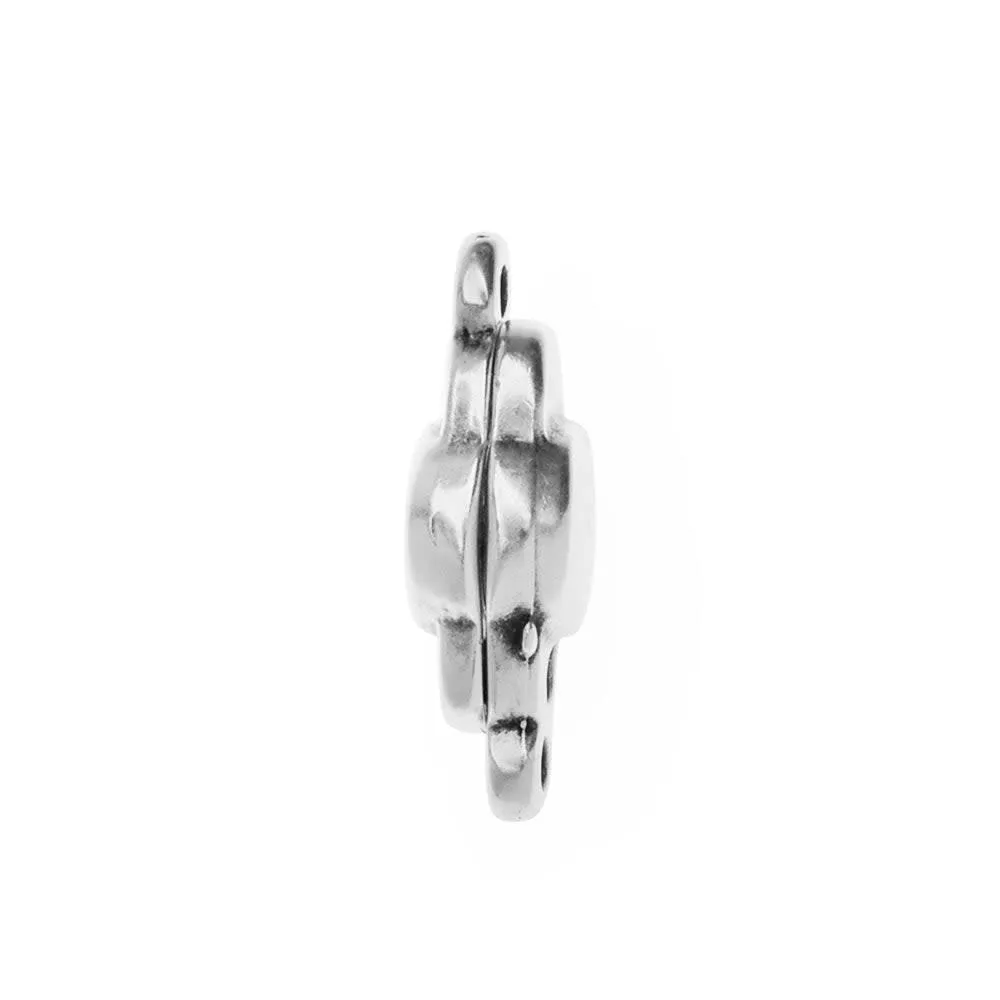 Magnetic Clasps, Flat and Round with 2 Eyes 17x7mm, Antiqued Silver Plated (1 Set)