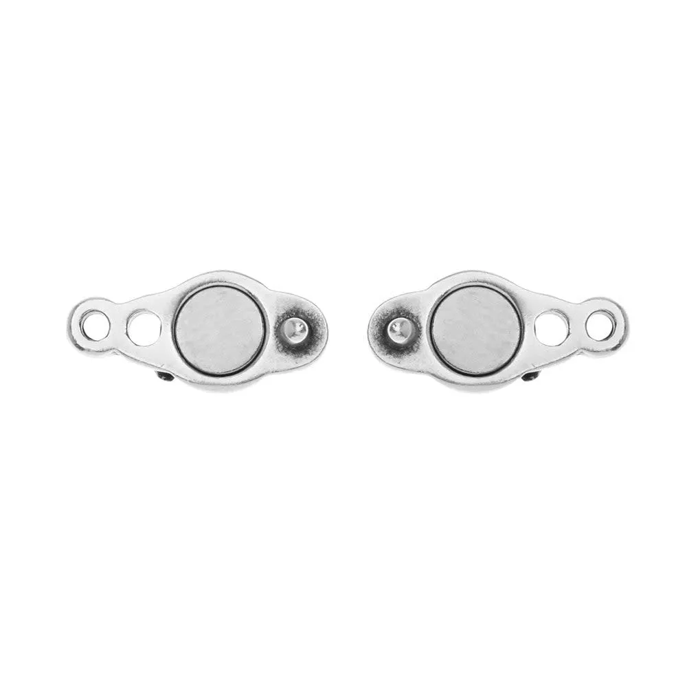 Magnetic Clasps, Flat and Round with 2 Eyes 17x7mm, Antiqued Silver Plated (1 Set)