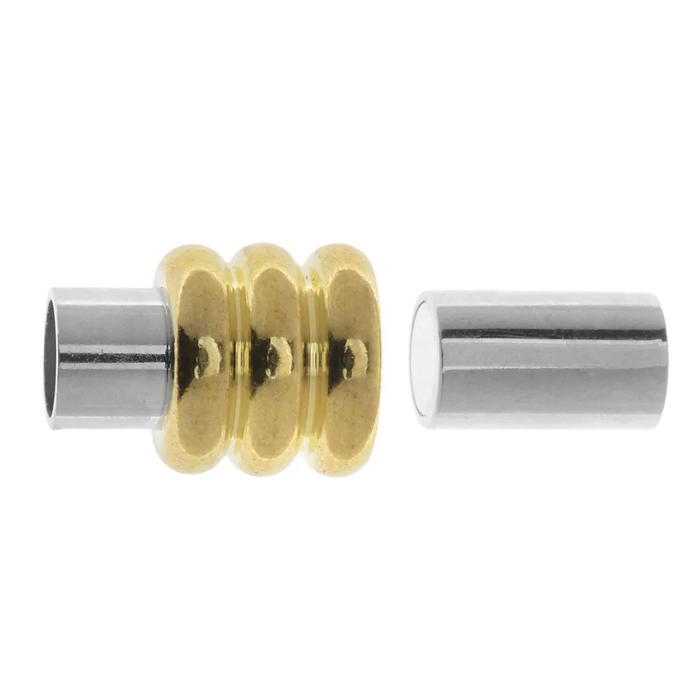 Magnetic Clasps, Wrapped Column Design 19x10mm, Gold and Platinum Tone (1 Set)