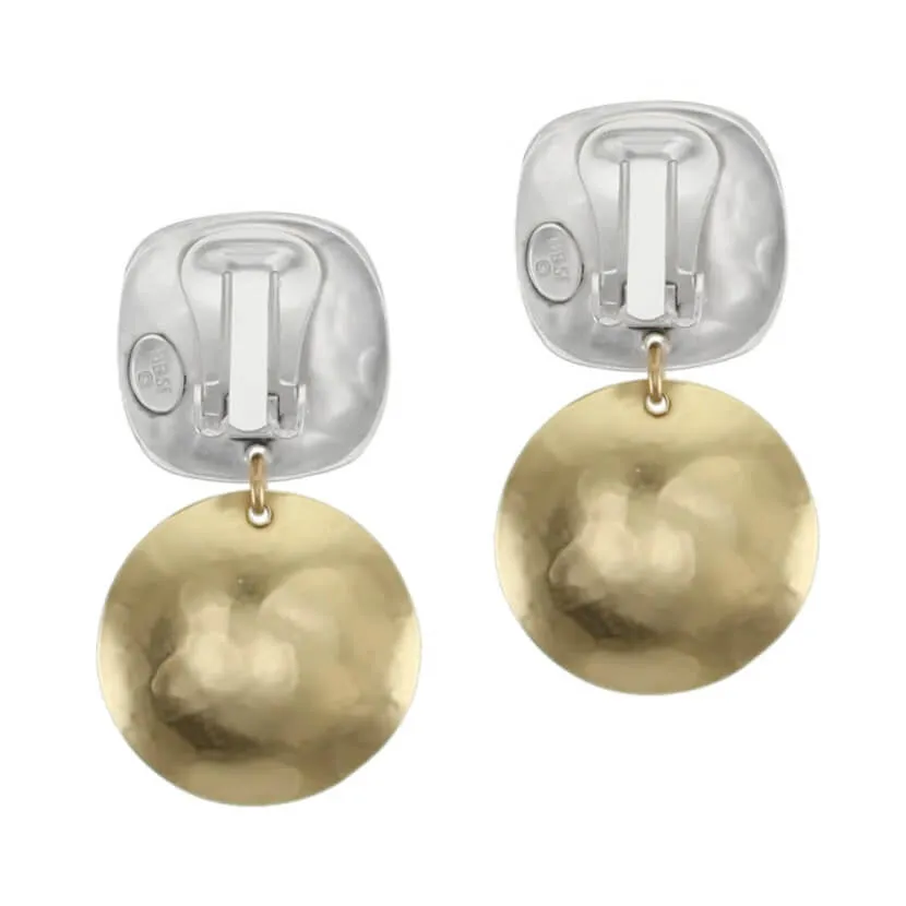 Marjorie Baer Bold Silver Gold Clip Earrings