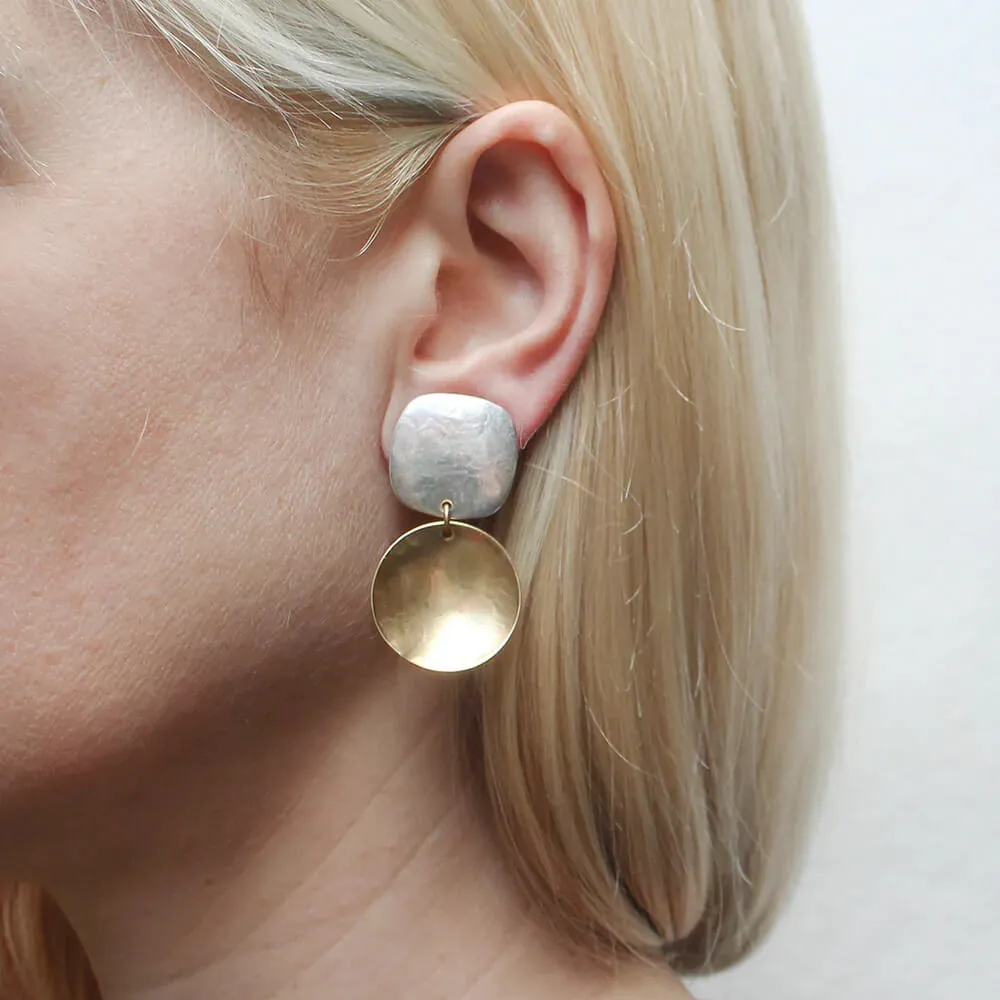 Marjorie Baer Bold Silver Gold Clip Earrings