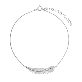 Medium White Gold Feather Necklace