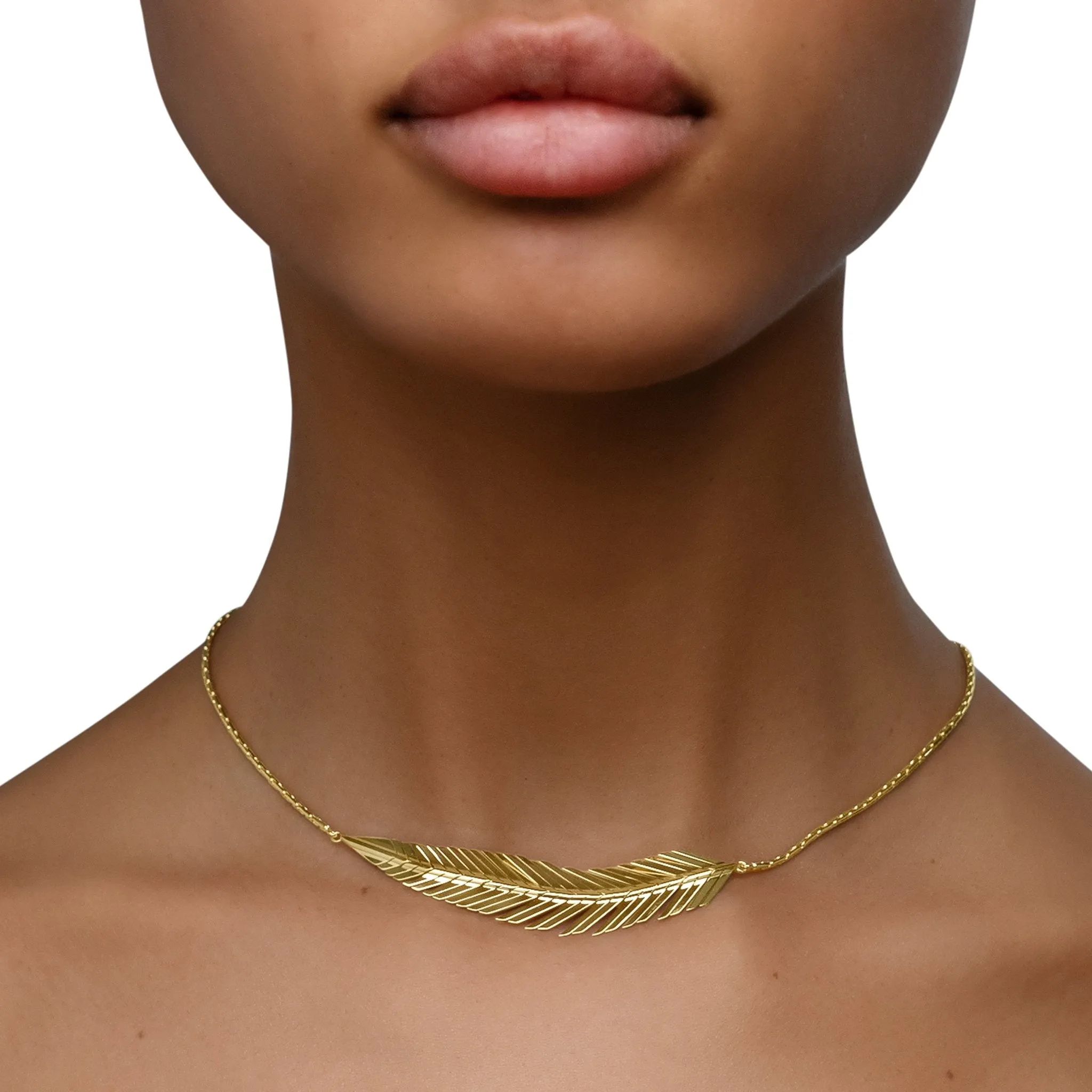 Medium White Gold Feather Necklace