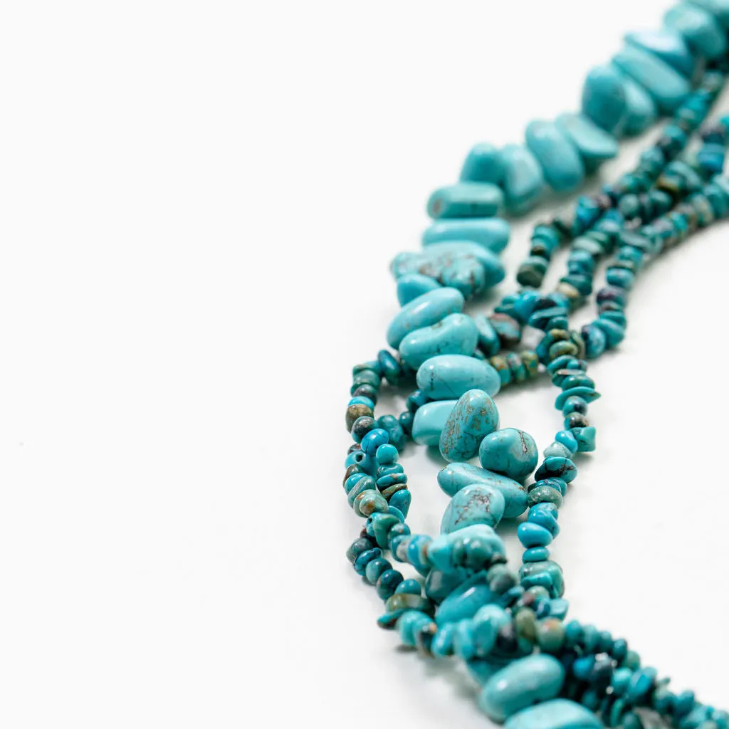 Multi-strand turquoise and leather necklace