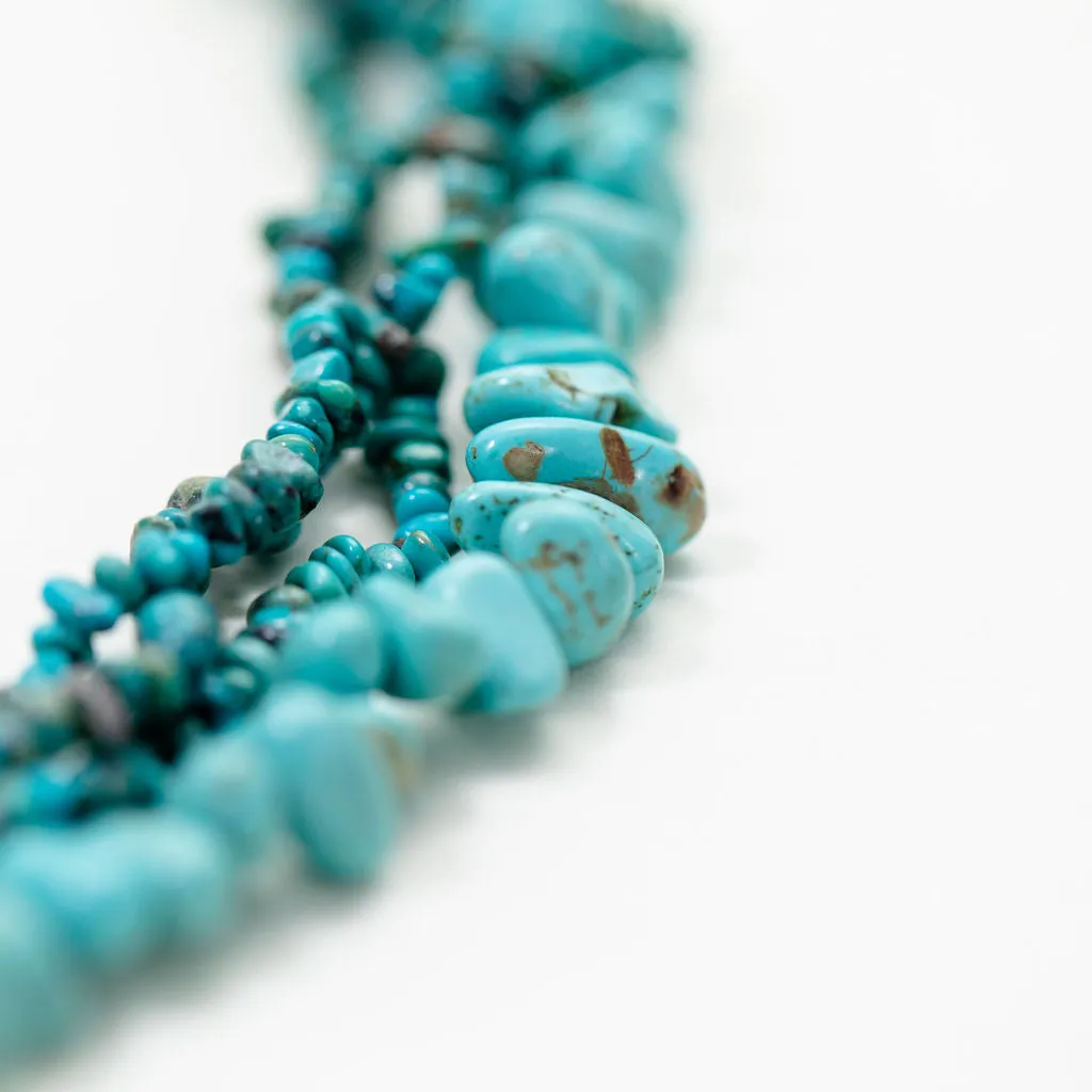 Multi-strand turquoise and leather necklace