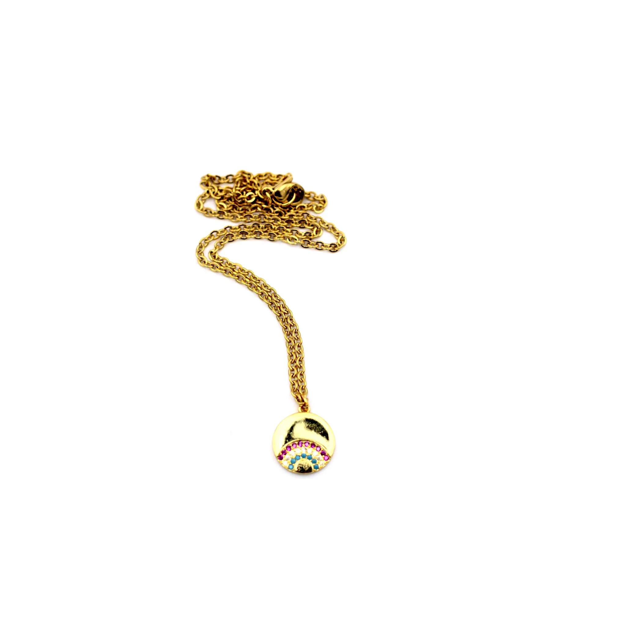 Rainbow Rhinestone Charm Necklace