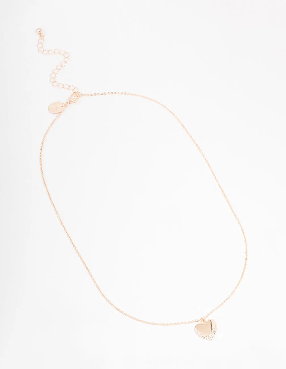 Rose Gold Simple Heart Diamante Necklace