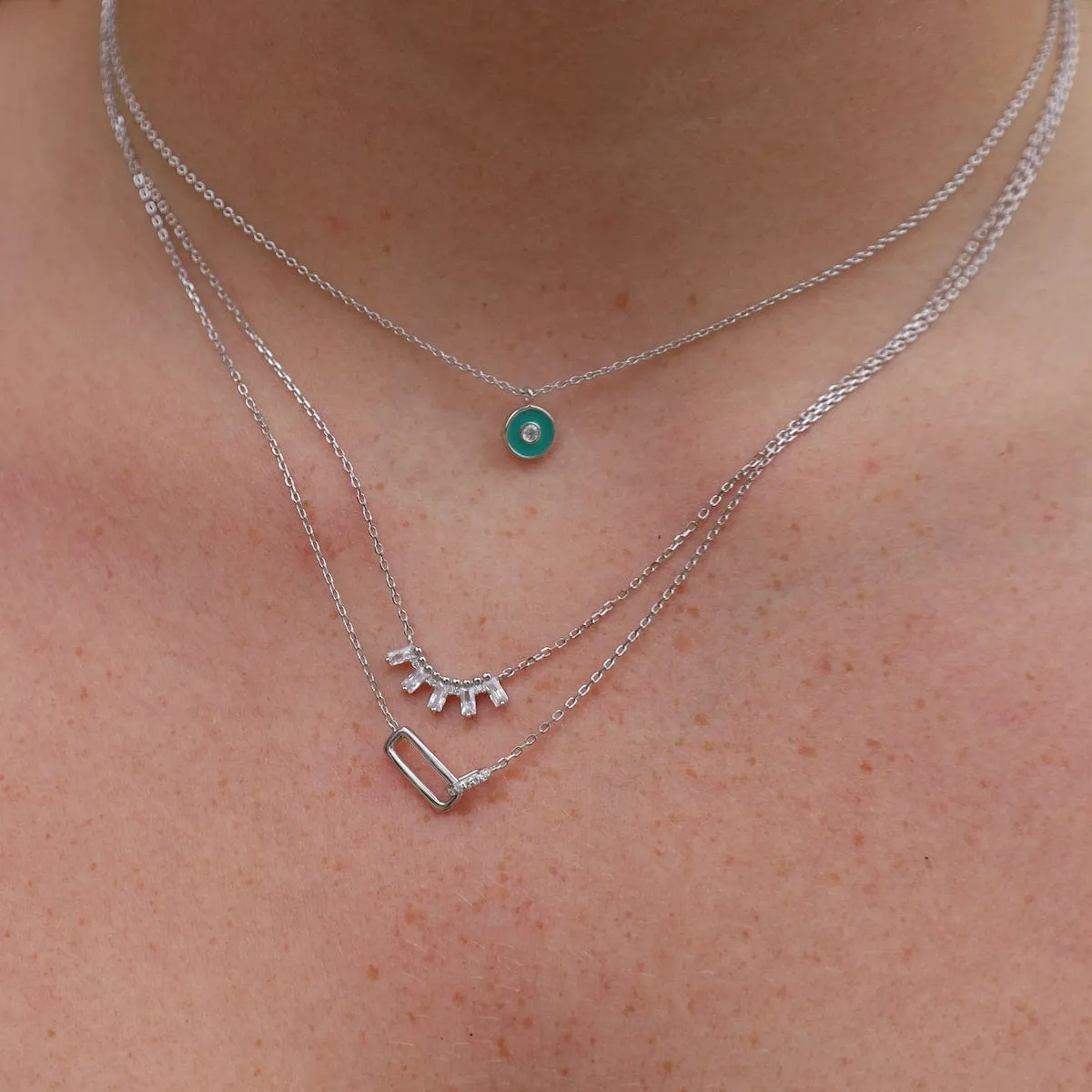 Silver Glow Solid Bar Necklace