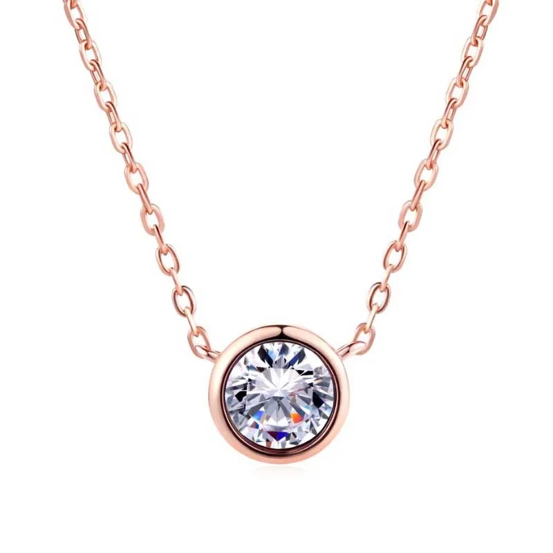 Simple Minimalist Round Zirconia Charm Necklaces