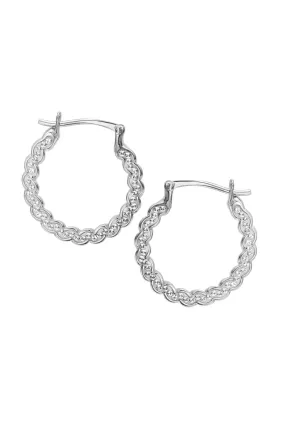 Sterling Silver Crystal Swirl 19mm Hoop Earrings