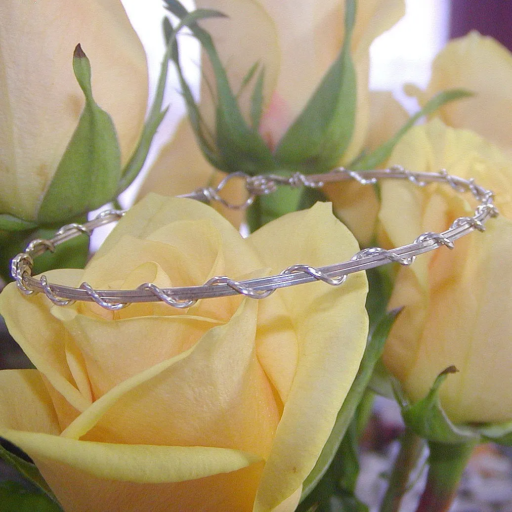 Sterling Silver Thin Wire Wrapped Stackable Bracelet  SSwa