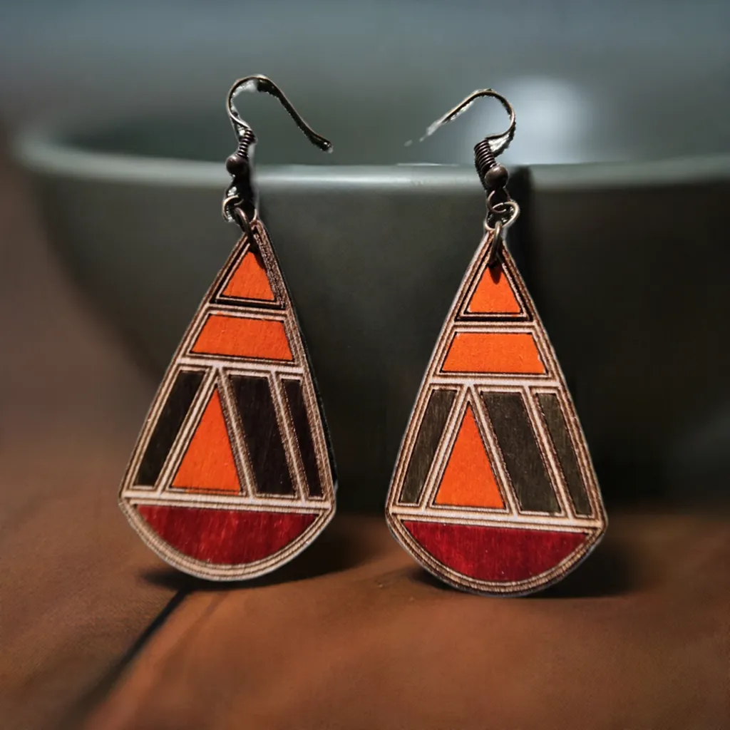 Teardrop Wood Earrings