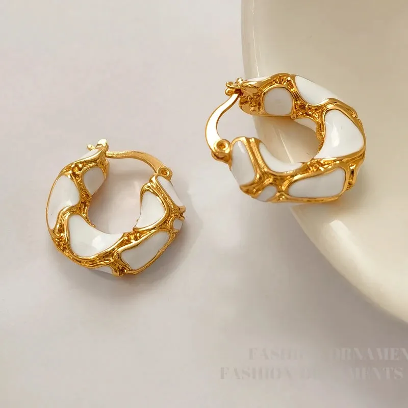 VAIGE Geometric Enamel Hoop Earrings